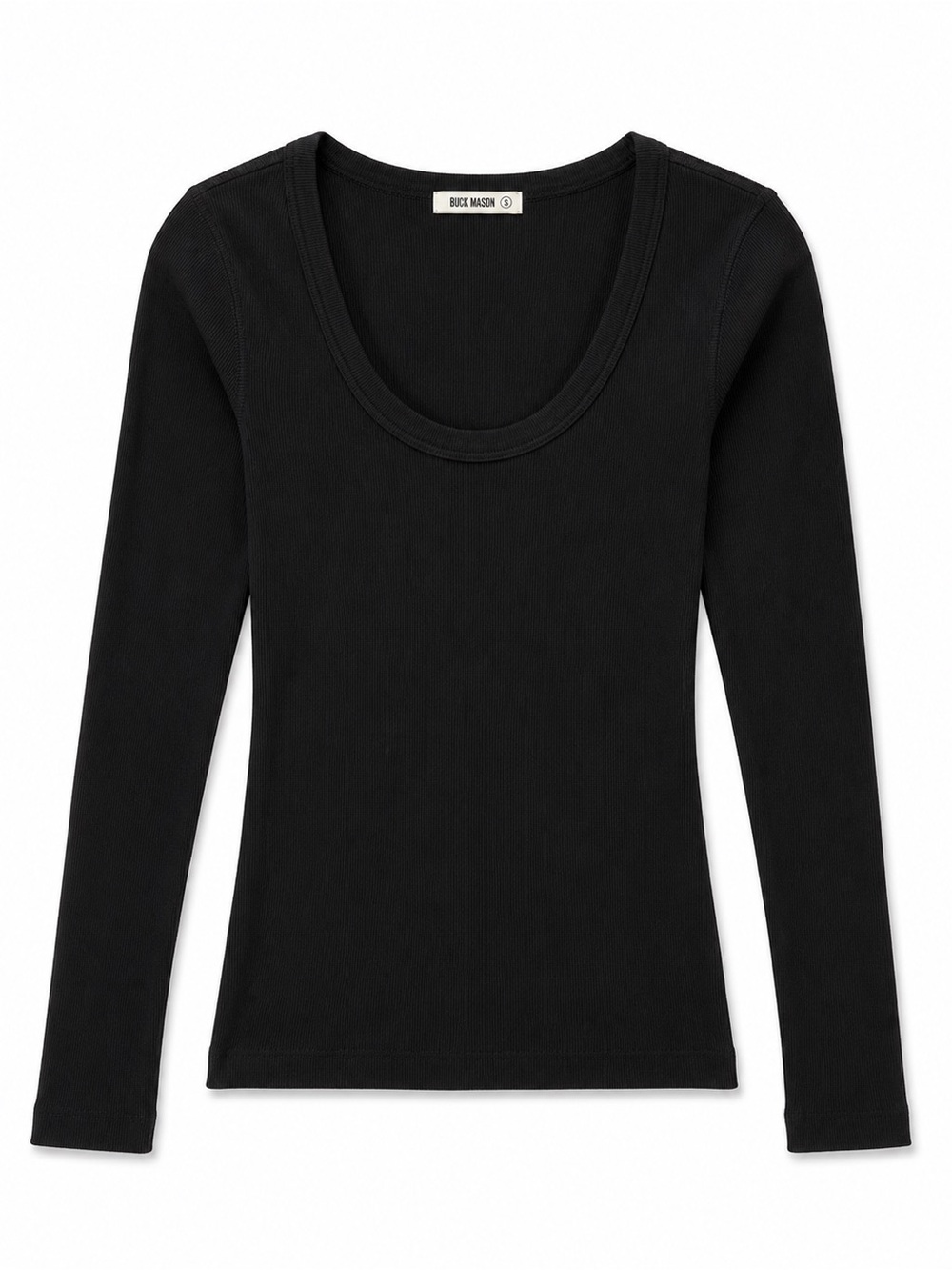 Buck Mason NWT Black Surplus Rib Long Sleeve Scoop Neck Tee Medium T Shirt